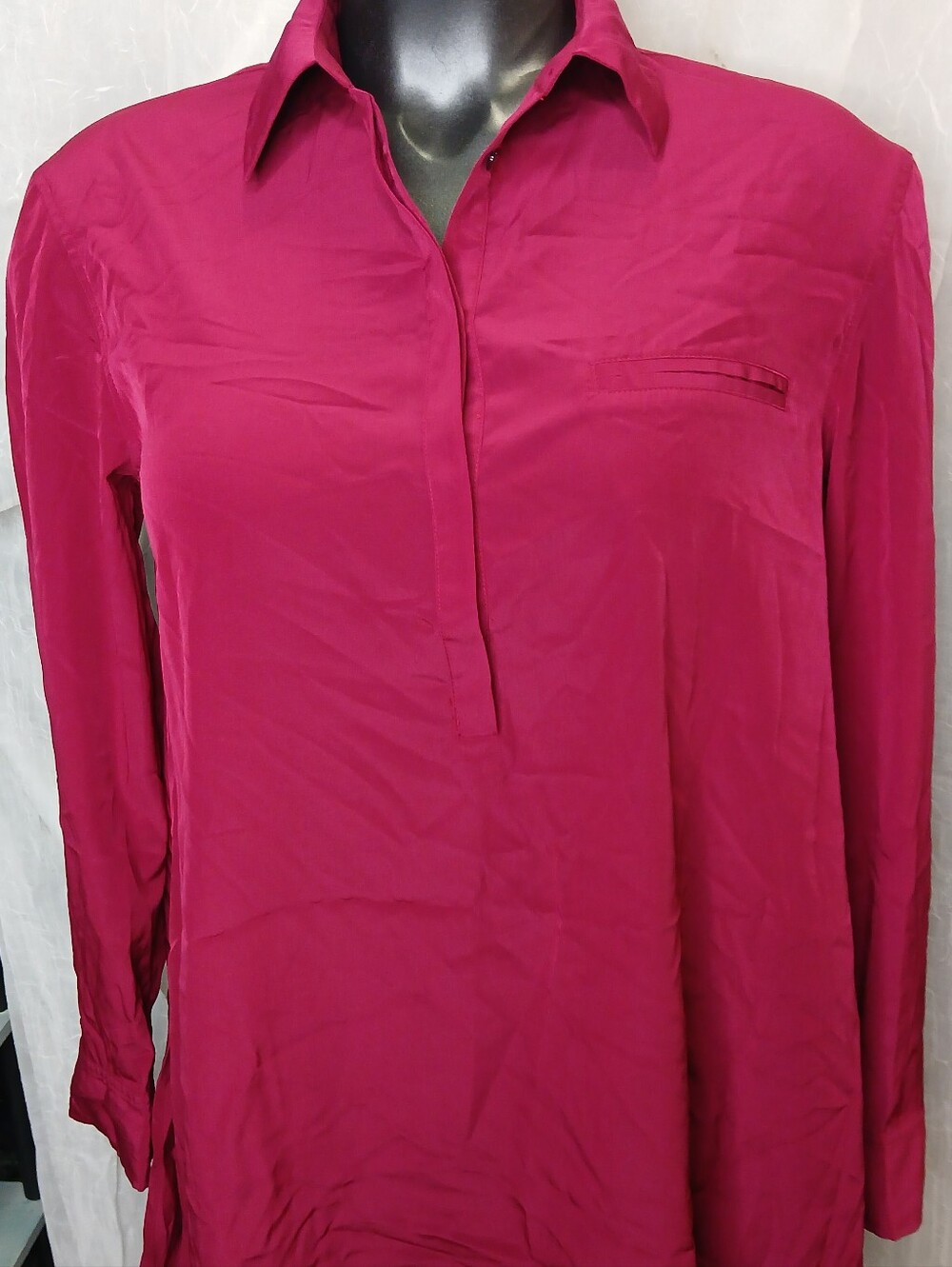 Oat New York Fuchsia Button-Front Tunic Top
